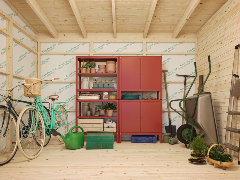Abri de Rangement toit plat en bois Kalle 13,5 m2 panneaux préfabriqués traité Naturel