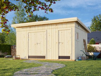 Abri de Rangement toit plat en bois Kalle 13,5 m2 panneaux préfabriqués traité Naturel