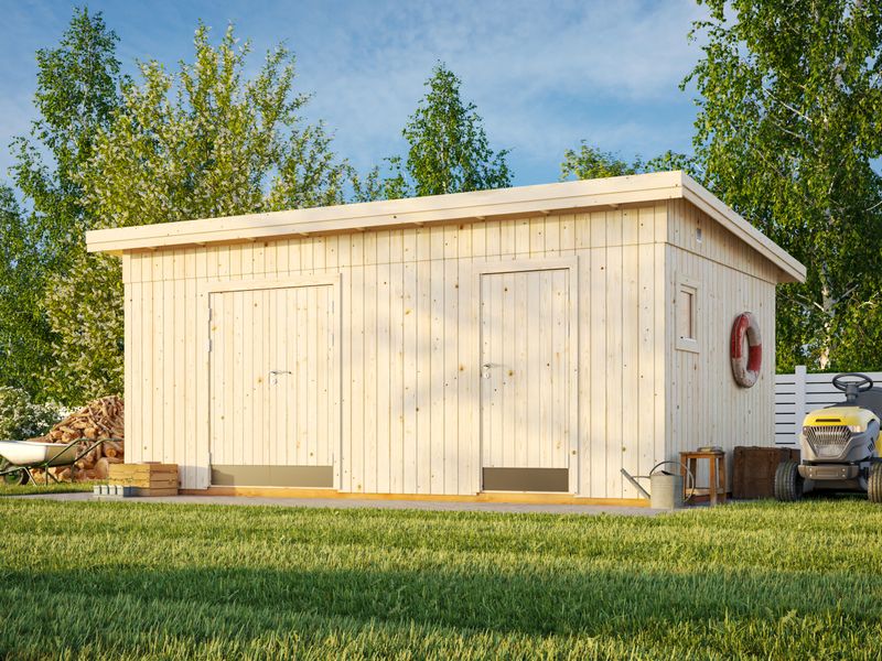 Abri de Rangement toit plat en bois Kalle 16,9 m2 panneaux préfabriqués traité Naturel