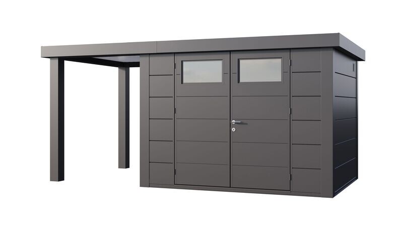 Abri de jardin en acier Eleganto 3024 de 7,1 m² avec auvent Small ouvert 4 m²