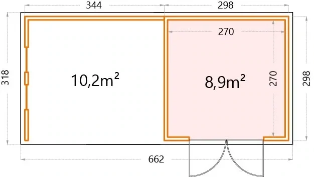 Abri de jardin en acier Eleganto 3030 de 8,9 m² avec auvent extra large fermé et fenêtres