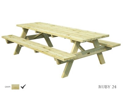 Table pique-nique Ruby 18 et 24 en bois 44 mm traité autoclave Vert