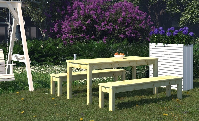 Table avec bancs Sanne 18 Traité autoclave Vert