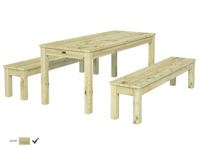 Table avec bancs Sanne 18 Traité autoclave Vert