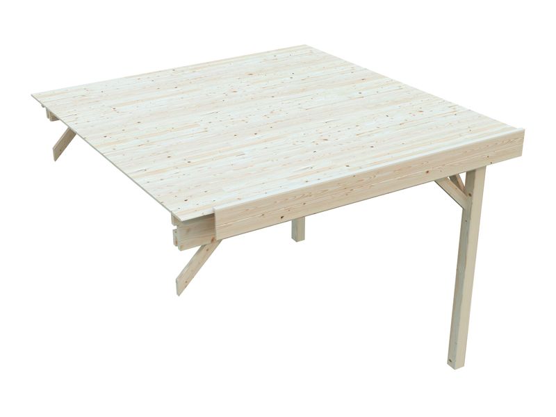 Connect LENNA toit plat supplèmentaire 8,3 m2 avec 2 poteaux en bois traité au choix