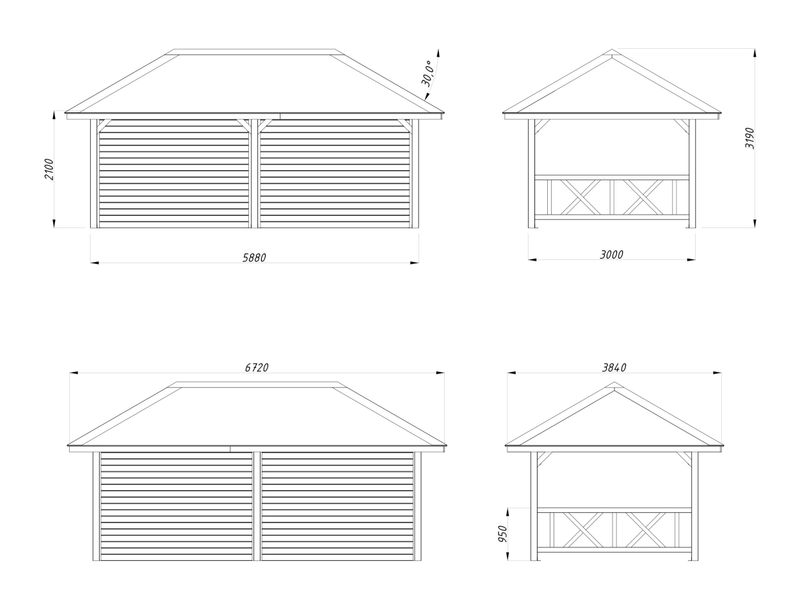 Pergola Bianca 16.6 m2 SET 108 en bois 28 mm traité au choix