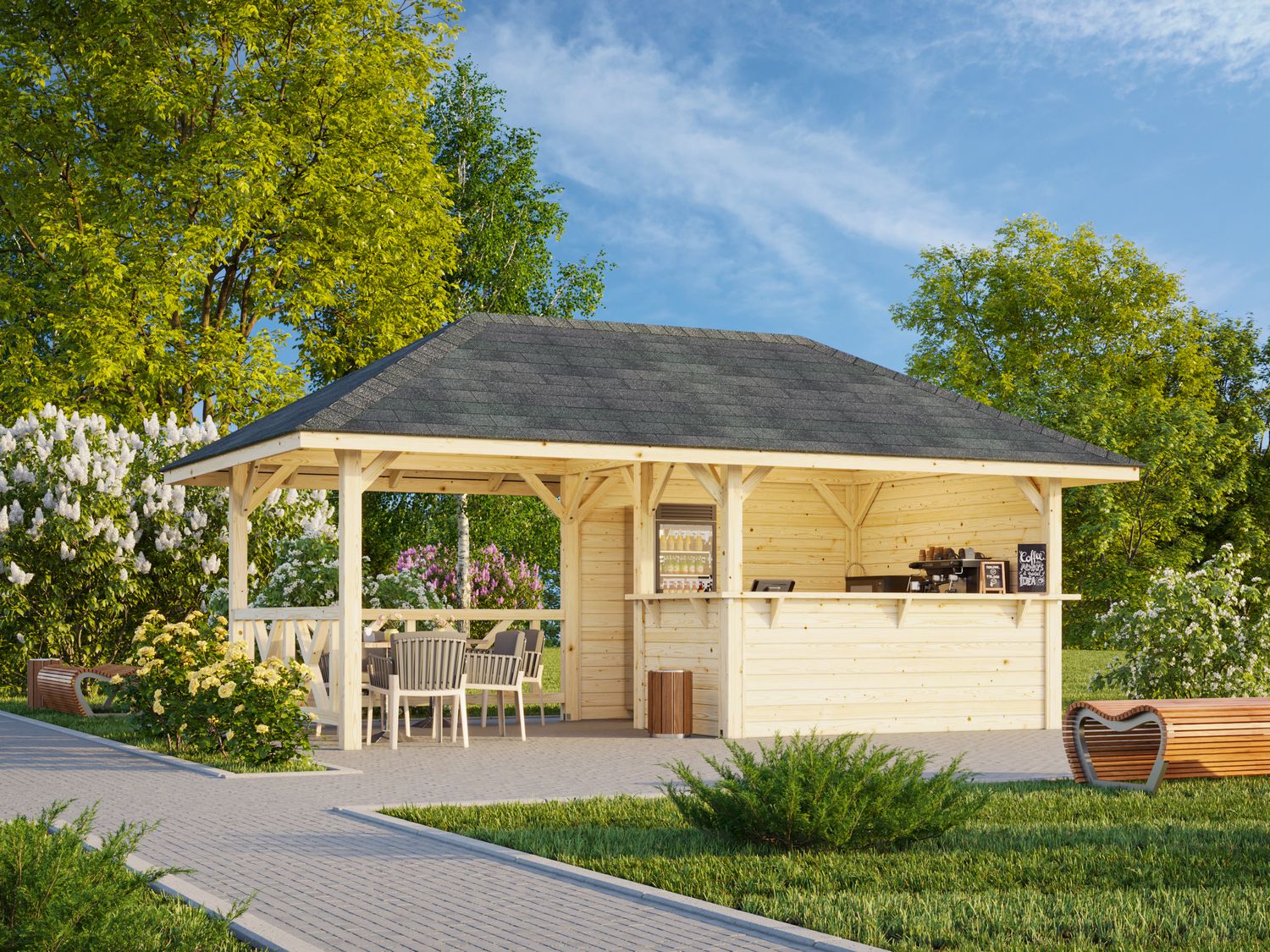 Pergola BIANCA 16.6 m2 SET 110 en bois 28 mm traité au choix