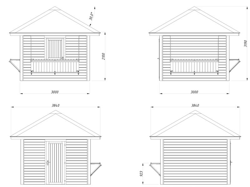 KIOSQUE Connect Bianca 8,3 m2 Set 105 en bois 28 mm au choix