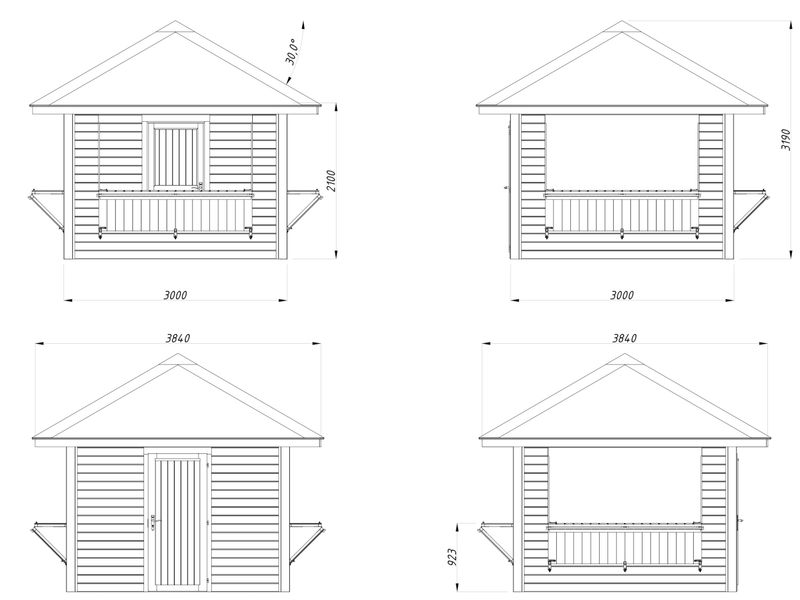 KIOSQUE Connect Bianca 8,3 m2 Set 106 en bois 28 mm traité au choix