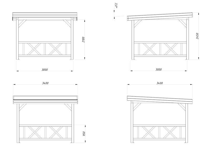 Pergola LENNA 8,3 m2 SET 301 en bois traité au choix