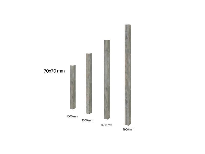 Poteau bois massif 70x70x1000 mm traité au choix