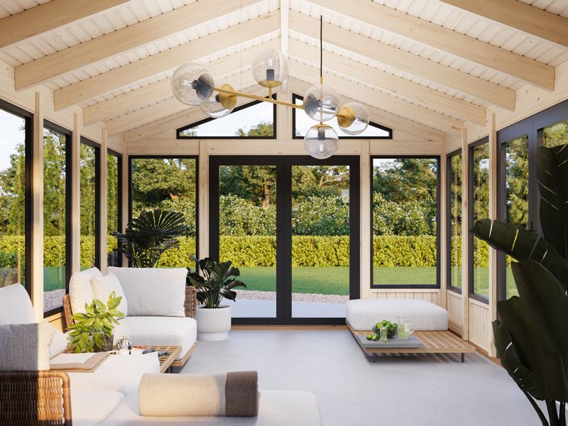Pavillon de jardin ISABELLA 22.2 m2 avec portes et fenêtres en aluminium traité au choix