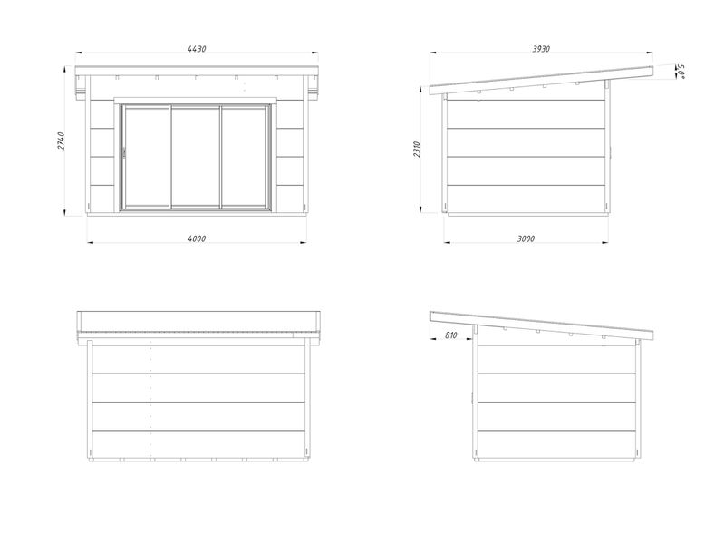 Chalet Grace 11,2 m² SLIDE PLUS en bois 56 mm avec plancer traité au choix