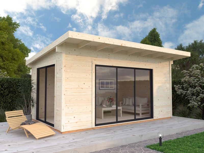 Chalet Grace 14.1 m2 SLIDE PLUS en bois 56 mm avec plancer traité au choix