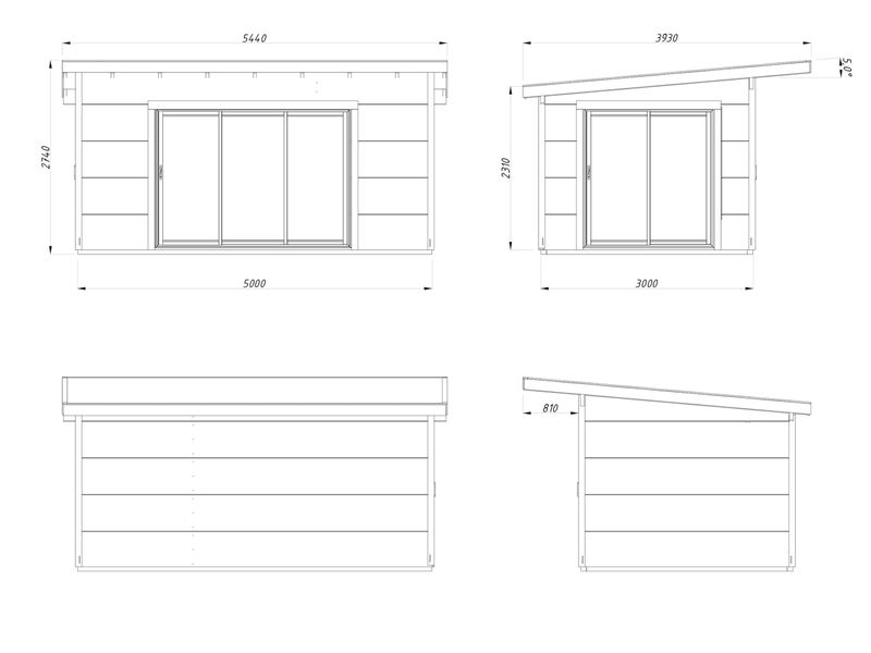 Chalet Grace 14.1 m2 SLIDE PLUS en bois 56 mm avec plancer traité au choix