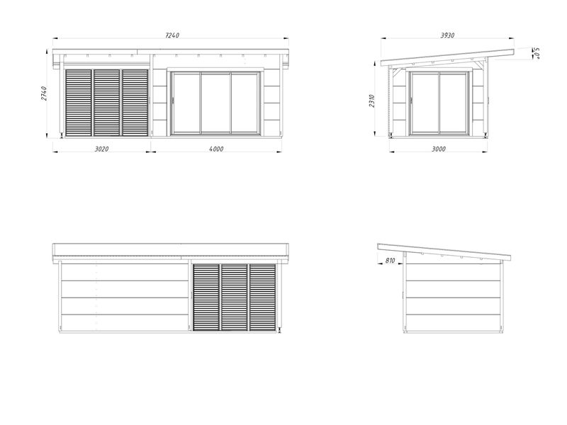 Chalet Grace 11,2+8,2 m2 SLIDE PLUS en bois 56 mm avec plancer traité au choix