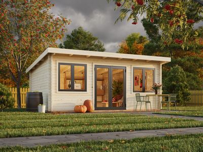 Studio de jardin toit plat LISANDRA 19.4m2 en bois 44mm Traité au choix avec portes et fenêtres en aluminium