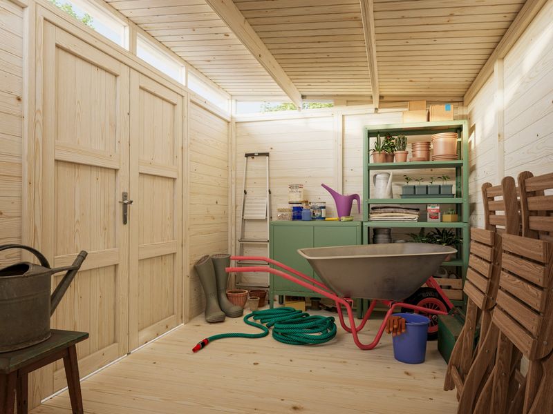 Abri de Rangement toit plat en bois ELIAS 7.3 m2 panneaux préfabriqués traité au choix