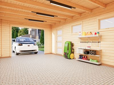 Garage Rasmus 19,0 m2 en bois 44 mm sans porte façade traité au choix