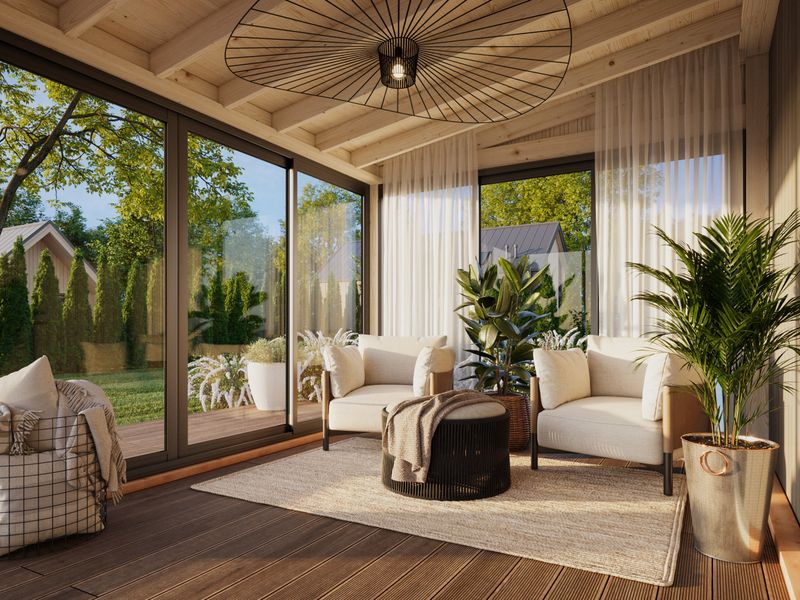 Jardin d'hiver LUMI 11,6 m2 SLIDE avec portes coulissantes traité au choix
