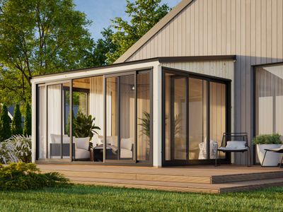 Jardin d'hiver LUMI 11,6 m2 SLIDE avec portes coulissantes traité au choix