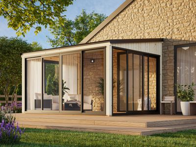 Jardin d'hiver LUMI 11,6 m2 SLIDE PLUS avec portes coulissantes traité au choix