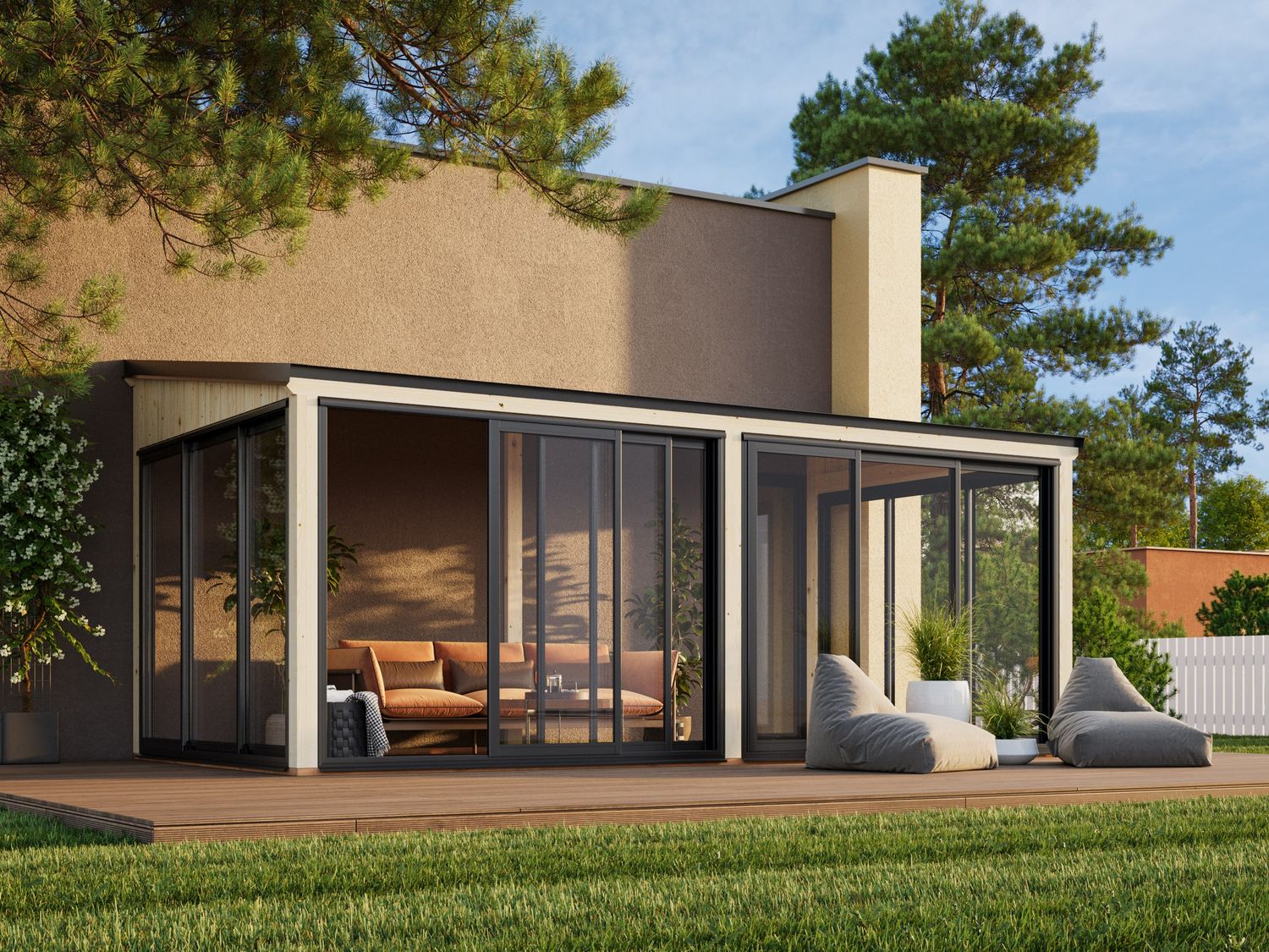 Jardin d'hiver LUMI 16,2 m2 SLIDE PLUS avec portes coulissantes traité au choix