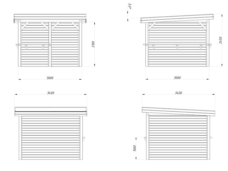 Pergola LENNA 8,3 m2 SET 303 en bois 28 mm traité au choix