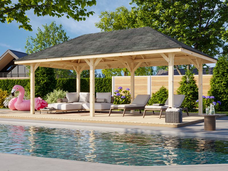 Pergola Connect BIANCA 16.6 m2 en bois traité au choix