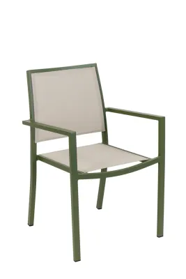 Fauteuil de jardin empilable SANTORIN Terracotta-beige / Kaki-beige / Gris bleuté-beige