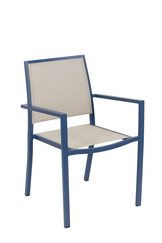 Fauteuil de jardin empilable SANTORIN Terracotta-beige / Kaki-beige / Gris bleuté-beige