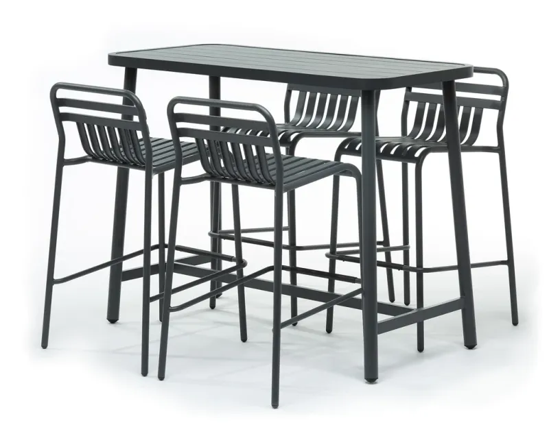Ensemble bar mange-debout - 1 table et 4 chaises - MARMARA Anthracite