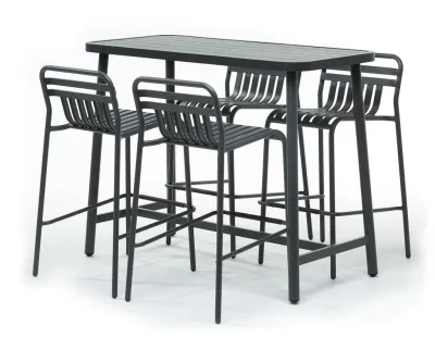 Ensemble bar mange-debout - 1 table et 4 chaises - MARMARA Anthracite