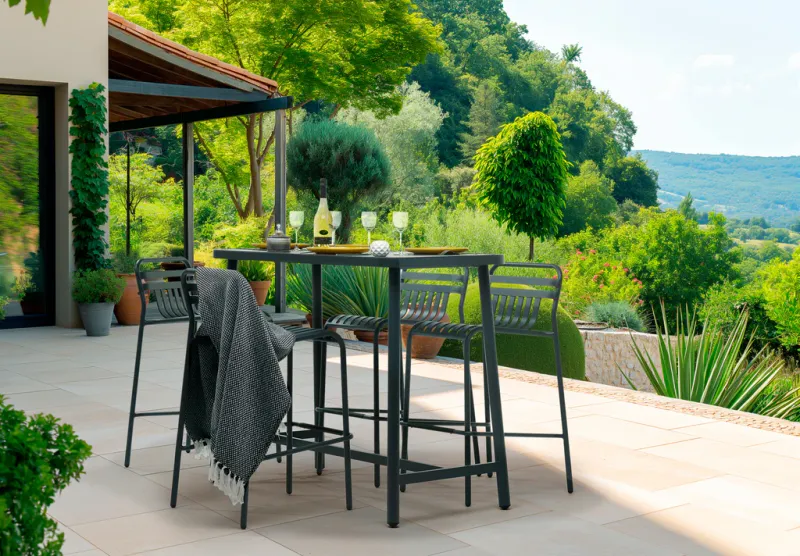 Ensemble bar mange-debout - 1 table et 4 chaises - MARMARA Anthracite