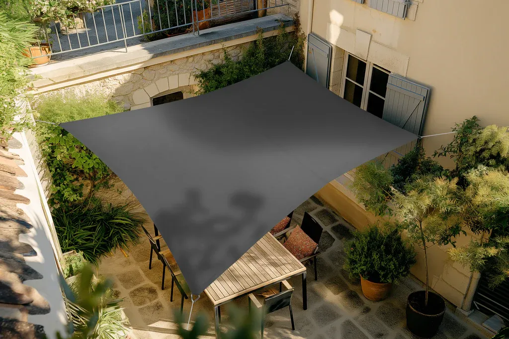 Voile d'Ombrage RIVAGE Rectangulaire 4 m x 3 m de côté - Fabriqué en France couleur Ardoise ou Grège