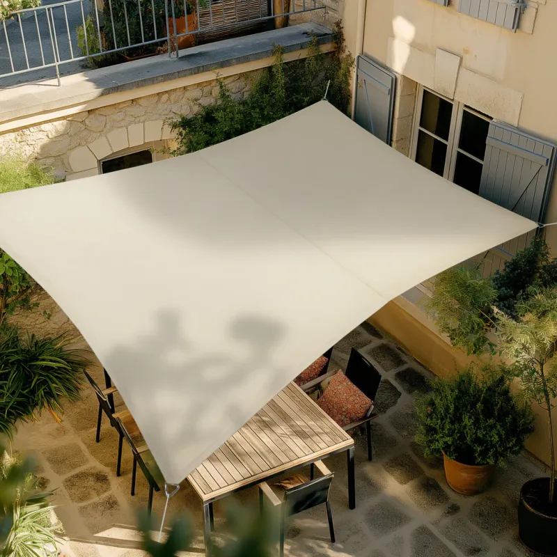 Voile d'Ombrage RIVAGE Rectangulaire 3 m x 2 m de côté - Fabriqué en France couleur Ardoise ou Grège