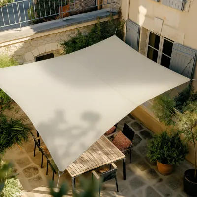 Voile d'Ombrage RIVAGE Rectangulaire 3 m x 2 m de côté - Fabriqué en France couleur Ardoise ou Grège
