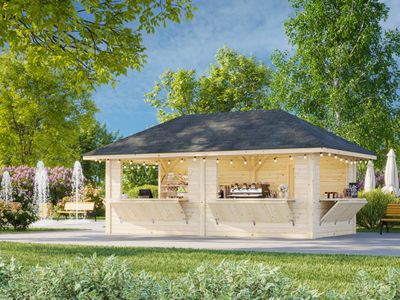 KIOSQUE Connect Bianca 16.6 m2 Set 112 en bois 28 mm traité au choix