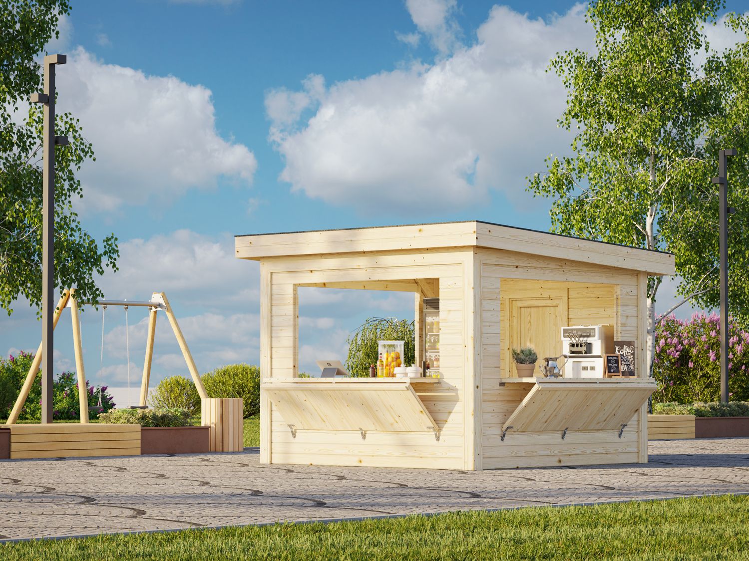 KIOSQUE Connect LENNA 8,3 m2 SET 306 en bois 28 mm traité au choix