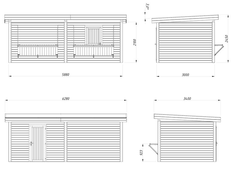 KIOSQUE Connect LENNA 16.6 m2 SET 311 en bois 28 mm traité au choix