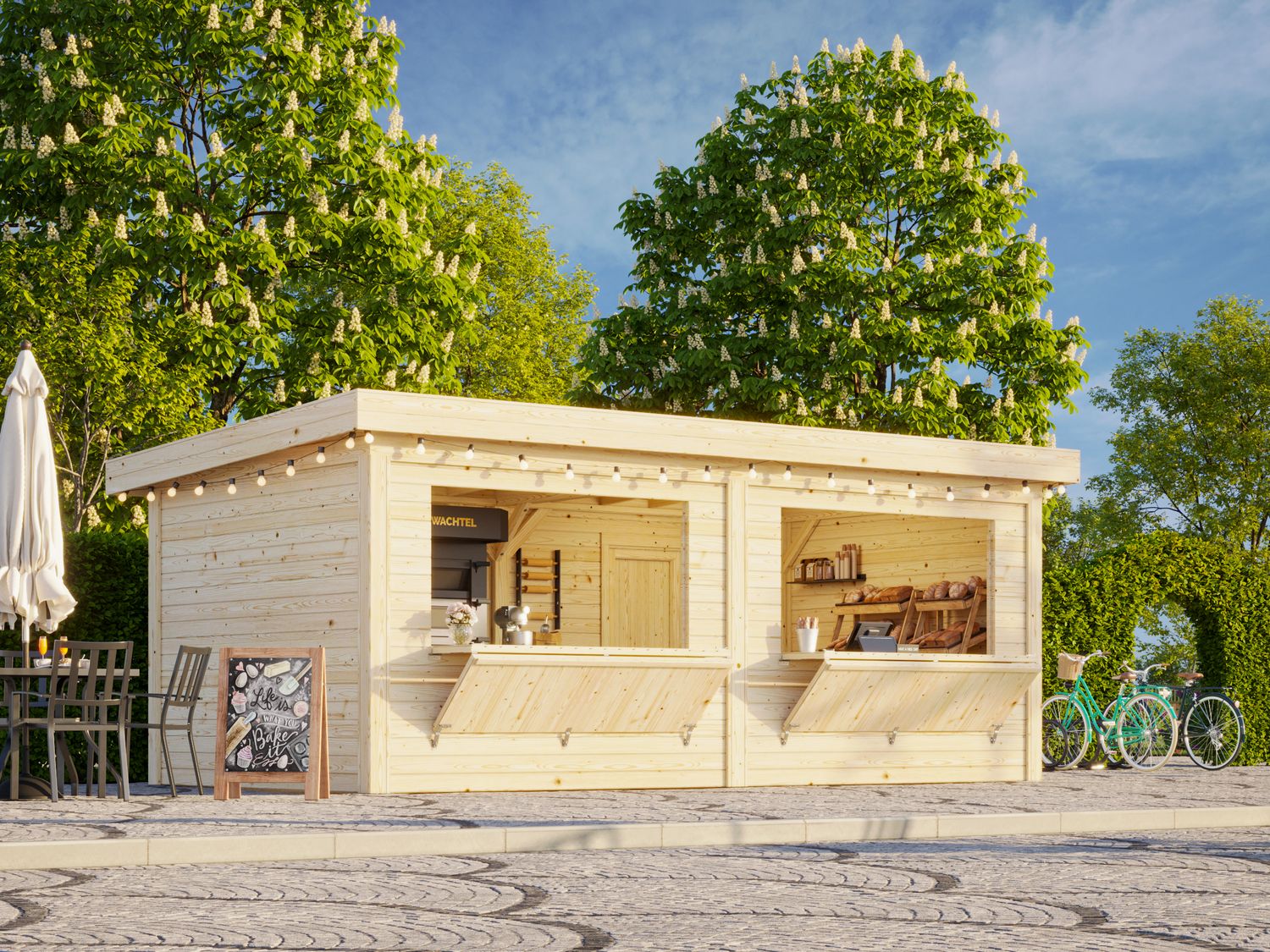 KIOSQUE Connect LENNA 16.6 m2 SET 311 en bois 28 mm traité au choix