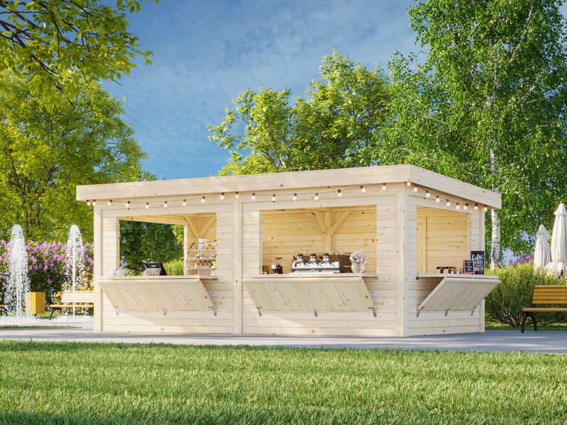 KIOSQUE Connect LENNA 16.6 m2 SET 312 en bois 28 mm traité au choix