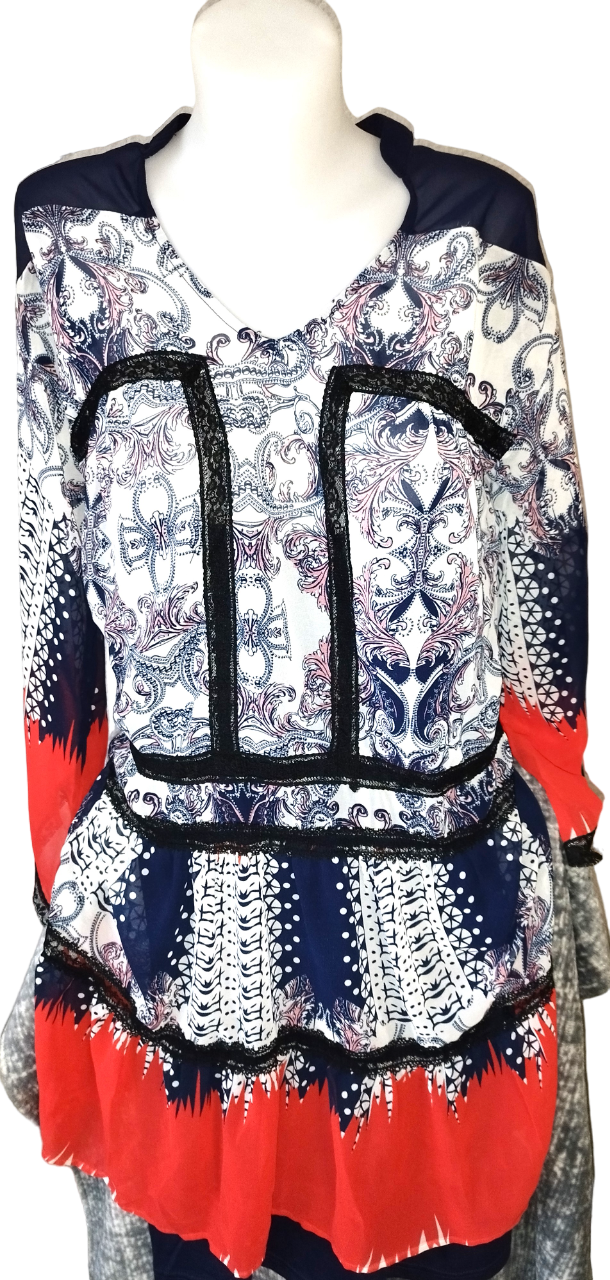 Tunique bleu rouge blanche T. 38-40 / M-L