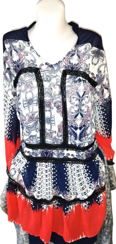 Tunique bleu rouge blanche T. 38-40 / M-L