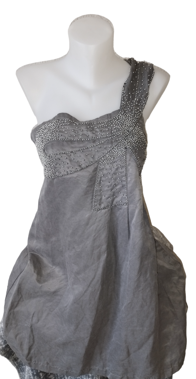 Robe grise une bretelle perle T. 38 - M