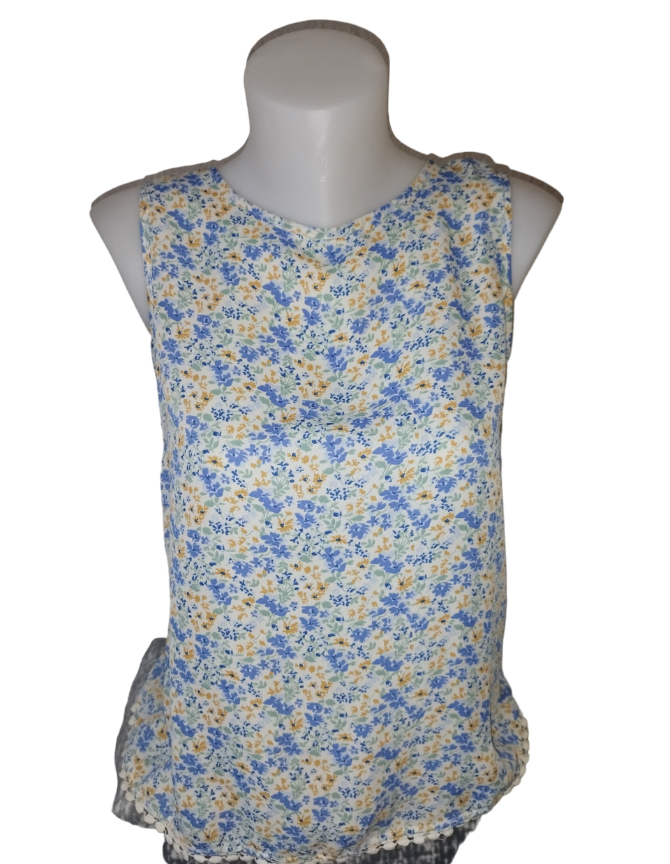 Débardeur fleuri bleu fluide T. 38 - M