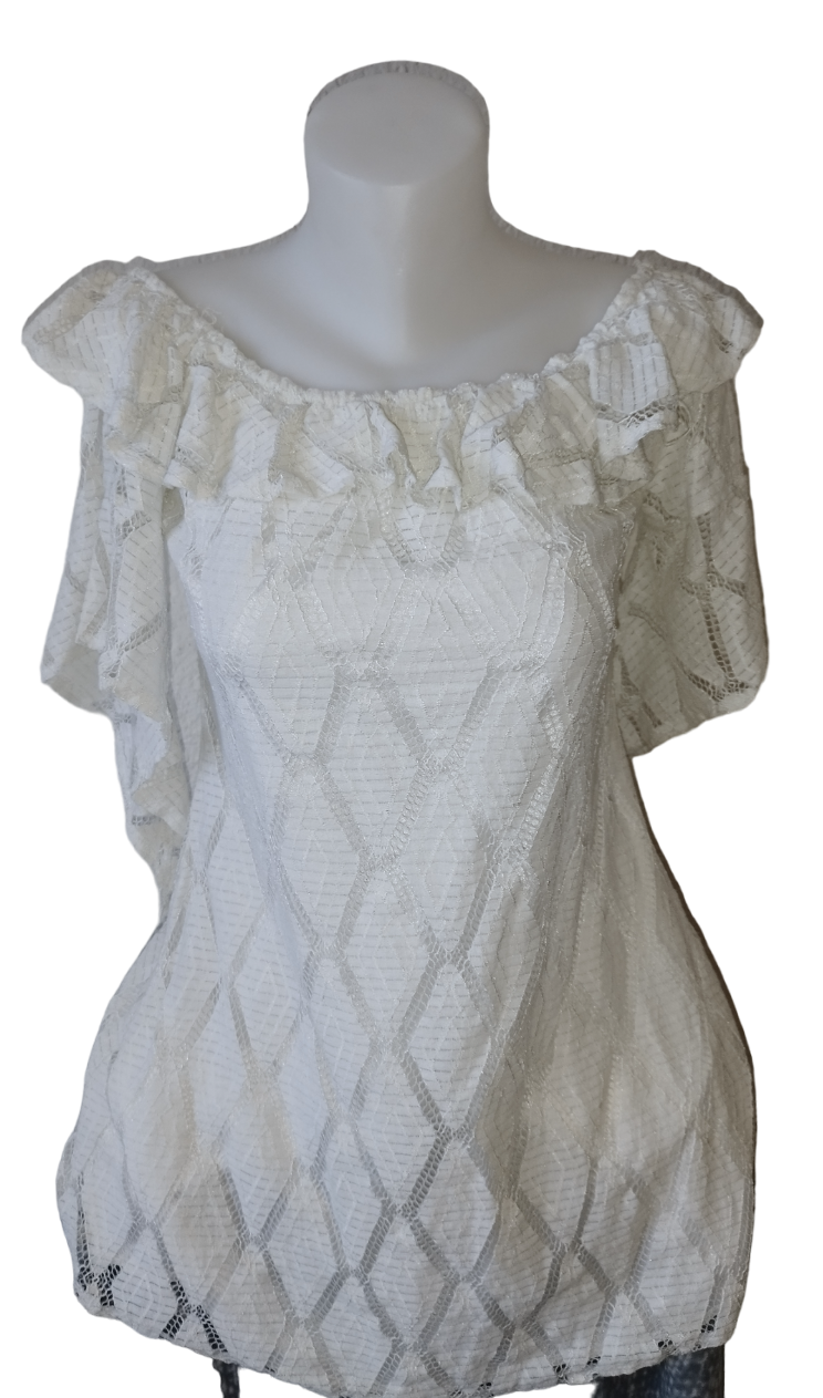 Tunique blanche voile épaule ouverte lovie et co T. 38 - M