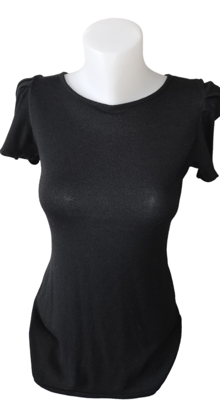 Pull manche courte fermeture derrière noir T. 38 - M