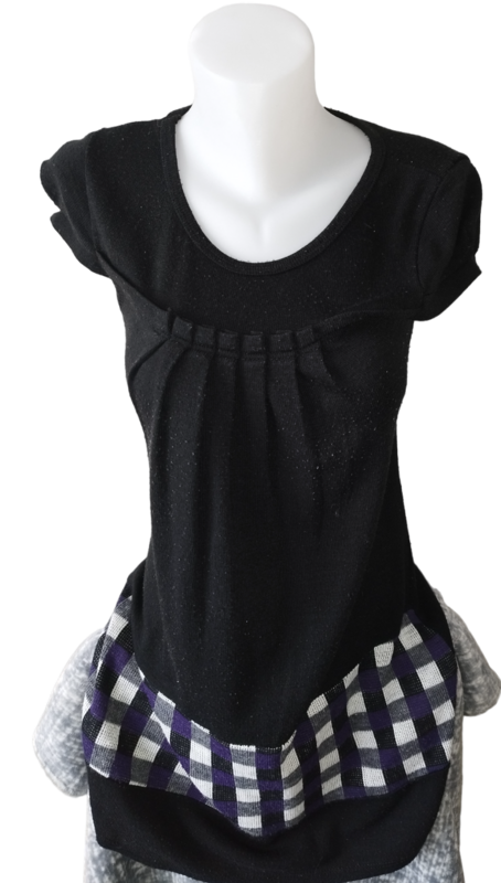 Robe noire laine carreau blanc et gris T. 38 - 40 / M-L