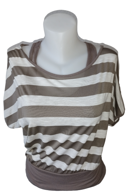 Tee-shirt rayé marron nœud dos Taille Unique